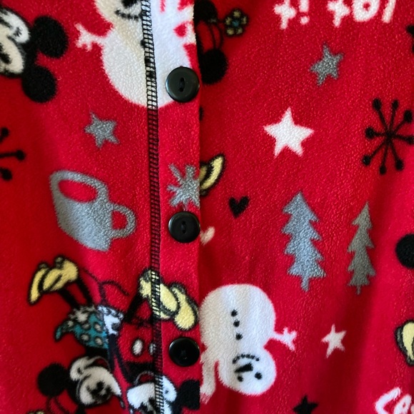 Women Mickey Minnie Mouse red Let it Snow footed one piece pajamas size S - Picture 6 of 8